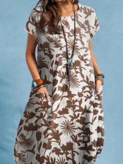 Plants Print Pocket Short Sleeve Crew Neck Casual Dress 15 Plants Print Pocket Short Sleeve Crew Neck Casual Dress -Zanzea Shop 0f312901 c606 4e49 a0b2 1a9f27c80a92