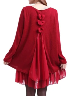 Casual Chiffon Patchwork Back Bow Double Layer Flared Blouse -Zanzea Shop 0f4cd0cd 1efb 40d2 beba 94b4850125bf