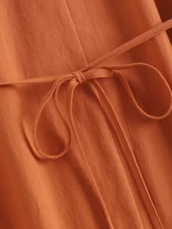 Solid Tie Back Button Front Short Sleeve Stand Collar Dress -Zanzea Shop 0fd3e6e1 fc4e 4939 9cb5 d0bd754b4766