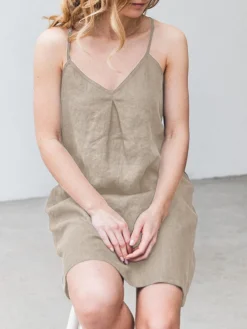 Solid Pocket Spaghetti Strap Backless Dress For Women -Zanzea Shop 0ffc89c6 fba7 46a2 9215 0a652e67591b