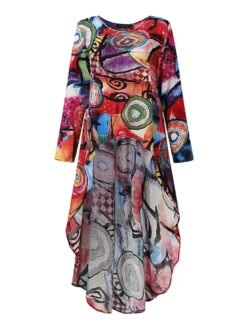 Graffiti Print High Low Long Sleeve Plus Size Blouse -Zanzea Shop 0fff3417 c45f 4700 bb92 d521e14a5a0d