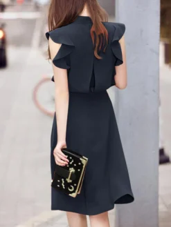 Solid Ruffle Sleeve Tie Neck Invisible Zip Back Dress 17 Solid Ruffle Sleeve Tie Neck Invisible Zip Back Dress -Zanzea Shop 1005d5b8 926a 4b1f 9e64 32e319bd3cda