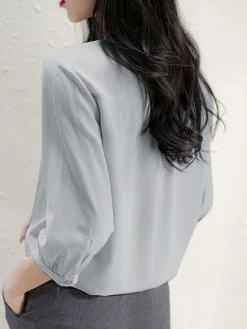 Solid Button 3/4 Sleeve Stand Collar Blouse For Women 16 Solid Button 3/4 Sleeve Stand Collar Blouse For Women -Zanzea Shop 1011cc39 c386 4b59 96a1 982265c9ebfb