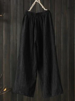 Wide Leg Solid Color Loose Elastic Waist Casual Pants -Zanzea Shop 10930f32 18e4 48cd a64f 5b30e4083b21