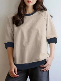 Women Contrast Patchwork Crew Neck Knit Raglan Sleeve T-Shirt 11 Women Contrast Patchwork Crew Neck Knit Raglan Sleeve T-Shirt -Zanzea Shop 11125912 b098 4a11 ab22 04e0a48914cd