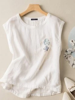 Cartoon Girl Pattern Crew Neck Sleeveless Tank Top -Zanzea Shop 111efedc b37d 4003 8e43 1217d6f02096