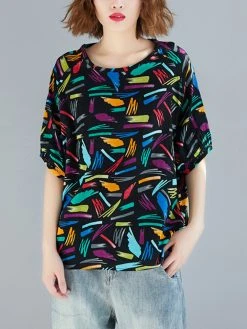 Women Plaid Floral Print O-neck Half Sleeves Casual T-Shirt -Zanzea Shop 11719c53 2179 423e ab71 d3448e81238d