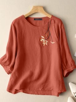 Flower Embroidery Crew Neck 3/4 Sleeve Casual Blouse 14 Flower Embroidery Crew Neck 3/4 Sleeve Casual Blouse -Zanzea Shop 11a586e7 b7a5 47e8 b738 b8f9ae0cd82b
