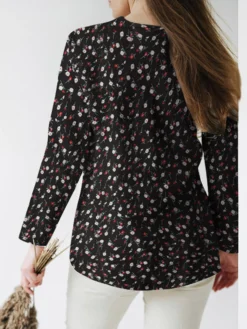 Allover Floral Print V-neck Slit Hem Long Sleeve Blouse -Zanzea Shop 121e9df3 43b9 47c8 99fa 2e2c93687135