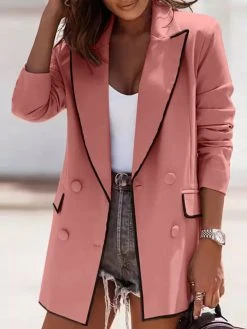 Contrast Double Breasted Lapel Long Sleeve Blazer -Zanzea Shop 12847ba3 cbd7 4512 b896 7fe7312fb2da