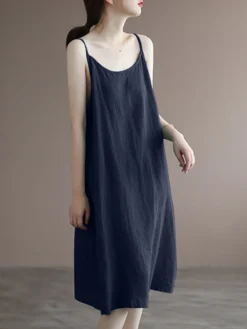 Solid Spaghetti Strap Midi Casual Dress For Women -Zanzea Shop 128fee7c 49b4 40d9 baa8 e3ddeef6c9e5
