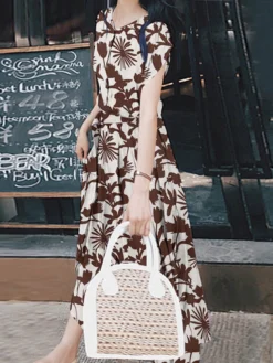 Flower Print Button Front V-neck Casual Dress With Belt -Zanzea Shop 129df552 b769 43db 827c ee054811ee02