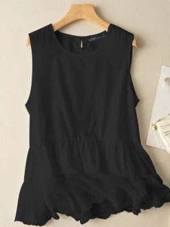 Women Lace Patchwork Hem Crew Neck Sleeveless Tank Top -Zanzea Shop 129fbe83 bc36 4ec9 b1c5 cf1338e26e40