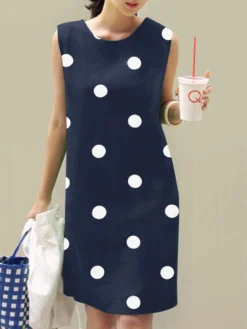 Dot Print Sleeveless Crew Neck Dress For Women -Zanzea Shop 12e05405 50e4 45fc bde9 b6927a7ca396