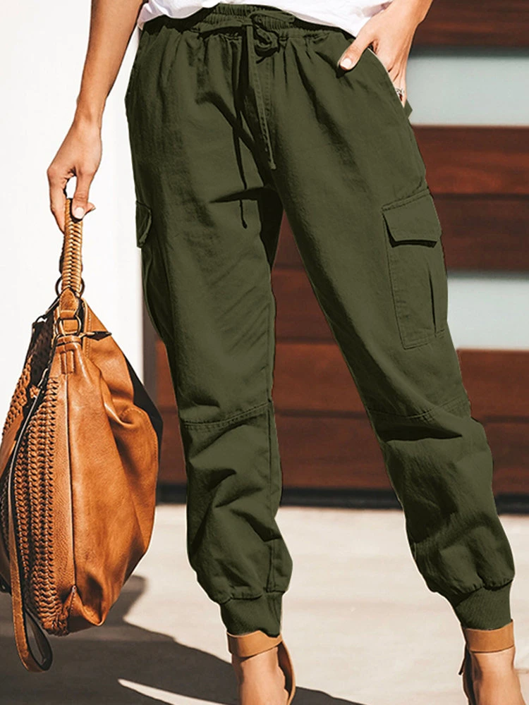 Fashion Solid Color Pocket Cargo Pants For Women 7 Fashion Solid Color Pocket Cargo Pants For Women - Image 7