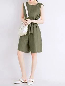 Cotton Solid Sash Pocket Sleeveless Round Neck Zip Casual Romper 17 Cotton Solid Sash Pocket Sleeveless Round Neck Zip Casual Romper -Zanzea Shop 12eceb4b 2817 43ef 8b74 10bdb267bfa8