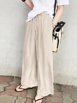 Solid Pocket Drawstring Elastic Waist Wide Leg Pants 15 Solid Pocket Drawstring Elastic Waist Wide Leg Pants -Zanzea Shop 12fae901 7fe2 4d59 be4f e6788206a0d0