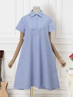 Women Gingham Plaid Lapel Half Button Short Sleeve Shirt Dress 10 Women Gingham Plaid Lapel Half Button Short Sleeve Shirt Dress -Zanzea Shop 132134ae 0456 43f8 9594 1cbe6cc3c291