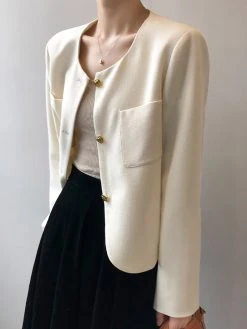 Solid Button Front Pocket Long Sleeve Blazer -Zanzea Shop 1327ab2d f290 414d 9644 1ef621f51fb7