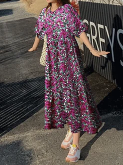 Floral Print Half Sleeve O-neck Loose Dress -Zanzea Shop 138a26bf 15ab 4a57 93b6 dd76feb69ef6