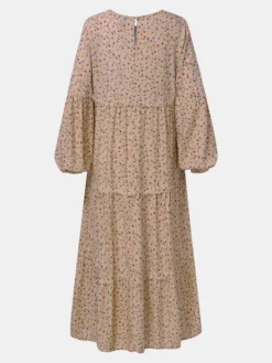 Women Ethnic Floral Print Patchwork Puff Long Sleeves O-neck Dress -Zanzea Shop 13904bcc fc25 47ec 9017 75577d0c04b8
