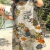 Flower Leaves Print Short Sleeve Crew Neck Vintage Dress