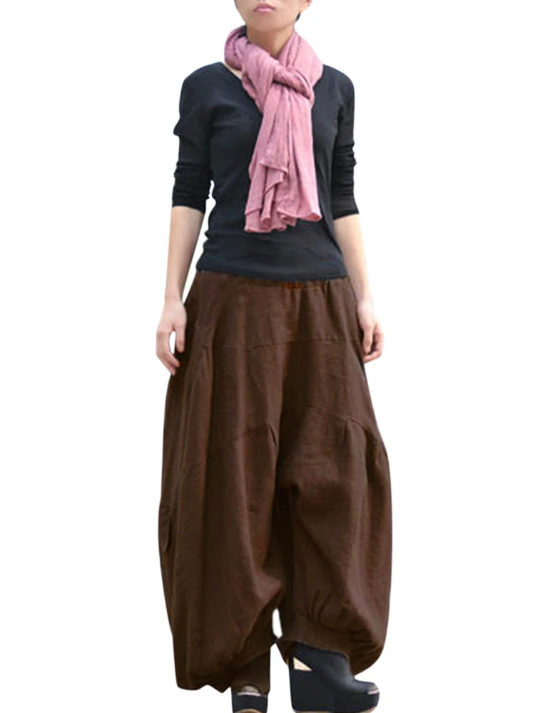 Drop Crotch Elastic Wasit Pockets Plus Size Pants 9 Drop Crotch Elastic Wasit Pockets Plus Size Pants - Image 9