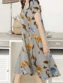 Plant Print Ruffle V Neck Short Sleeve Casual Dress 7 Plant Print Ruffle V Neck Short Sleeve Casual Dress -Zanzea Shop 148127cd 5093 46cf 88d9 2d52903f215e