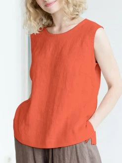 Solid Crew Neck Keyhole Back Casual Tank Top -Zanzea Shop 14bccd04 f9d7 4a63 bfdc 0d48ed1b2b78