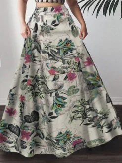 Bohemia Flowers Print Plus Size Skirt