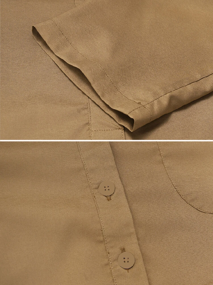 Solid Color O-neck Long Sleeve Plus Size Button Blouse Suit For Women 9 Solid Color O-neck Long Sleeve Plus Size Button Blouse Suit For Women - Image 9