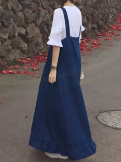 Denim Ruffle Straps Button Sleeveless Plus Size Maxi Dress 17 Denim Ruffle Straps Button Sleeveless Plus Size Maxi Dress -Zanzea Shop 15f75610 d62c 4691 a394 3be9b67267a7