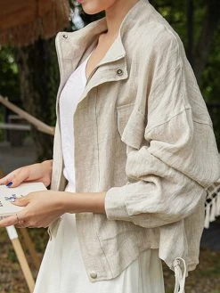 Solid Lapel Long Sleeve Zip Front Drawstring Jacket -Zanzea Shop 1625b703 a1c2 43dc b6a4 100e92ed9c37