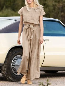 Solid Pocket Swing Short Sleeve Maxi Dress With Belt -Zanzea Shop 1633cd90 cdb6 45bf aa45 05a0d689ce98