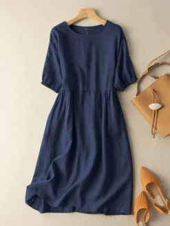 Women Solid Short Sleeve Crew Neck Casual Dress -Zanzea Shop 16d1b756 f12b 4299 aecf 2d2dcc0386ad