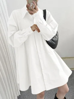 Solid Long Sleeve Lapel Button Front Casual Shirt Dress -Zanzea Shop 170ef1c0 111b 4a07 acad dad9575d55cb