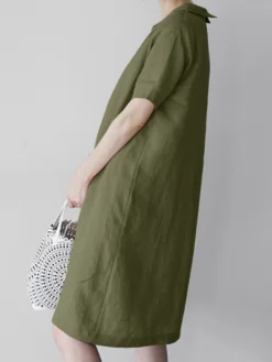 Women Solid Peter Pan Collar Short Sleeve Dress -Zanzea Shop 1743189b 2a77 4f7d 99f0 ec4a5e0879e4