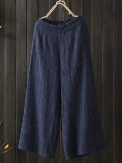 Wide Leg Solid Color Loose Elastic Waist Casual Pants -Zanzea Shop 17ef75f7 33e7 486d 880e 31e0565971ef