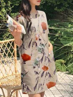 Flower Print Short Sleeve Pocket Crew Neck Vintage Dress 12 Flower Print Short Sleeve Pocket Crew Neck Vintage Dress -Zanzea Shop 17f72903 ec3d 49ea 8441 5c51a2cb3949