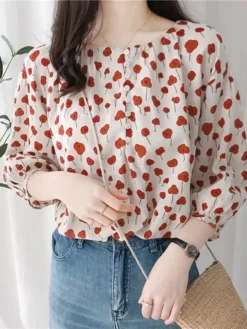 Allover Floral Print Button 3/4 Sleeve Crew Neck Blouse 12 Allover Floral Print Button 3/4 Sleeve Crew Neck Blouse -Zanzea Shop 18122ca7 6f26 442b 9582 3dffc30b7813