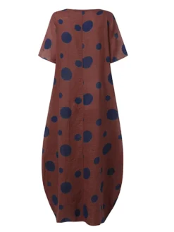 Polka Dot Print Short Sleeve Plus Size Baggy Dress With Pockets -Zanzea Shop 184a1f59 f180 4235 9701 ab8e73e4f732