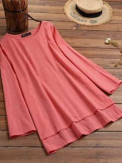 Women Solid Cotton High-Low Hem Long Sleeve Blouse 11 Women Solid Cotton High-Low Hem Long Sleeve Blouse -Zanzea Shop 18cfed76 08c9 4479 a422 a44db7333278