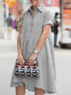 Women Gingham Plaid Lapel Half Button Short Sleeve Shirt Dress 9 Women Gingham Plaid Lapel Half Button Short Sleeve Shirt Dress -Zanzea Shop 18f1302f 0467 4641 96dc 079baf763f85