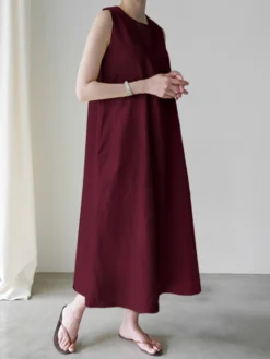 Solid Sleeveless Pocket Casual Crew Neck Dress -Zanzea Shop 19011ae9 5201 4931 ba8b 0d78fd81aa3e