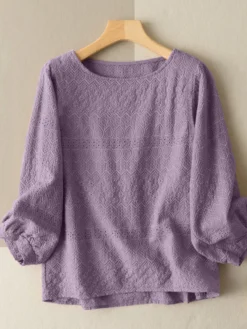 Lace Solid Long Sleeve Crew Neck Casual Blouse -Zanzea Shop 193f0215 59f6 4841 a665 1cb53c02e7b1