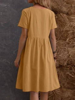 Solid Short Sleeve Pocket Crew Neck Vintage Dress 19 Solid Short Sleeve Pocket Crew Neck Vintage Dress -Zanzea Shop 194af776 3fcd 422e 9ff8 5bcbe377a0d1