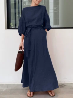 Solid Puff Sleeve Pocket Tie Crew Neck Maxi Vintage Dress 10 Solid Puff Sleeve Pocket Tie Crew Neck Maxi Vintage Dress -Zanzea Shop 199bd598 f350 4ae4 9028 42cbe8a65469