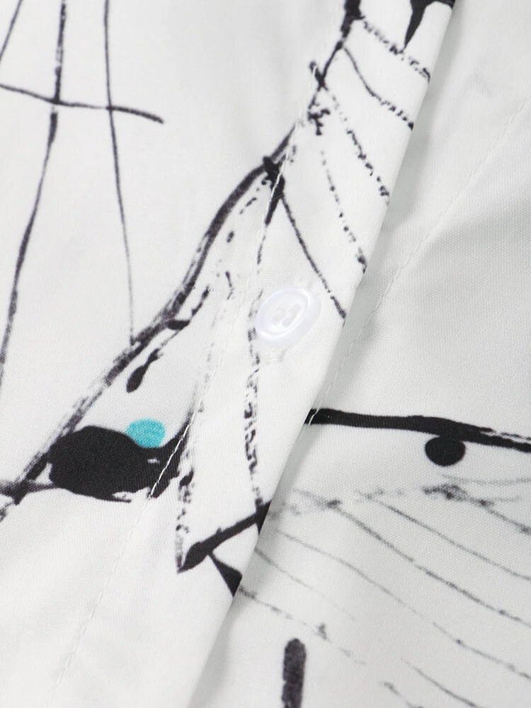 Splash Ink Print Long Sleeve Irregular Plus Size Long Shirt 4 Splash Ink Print Long Sleeve Irregular Plus Size Long Shirt - Image 4