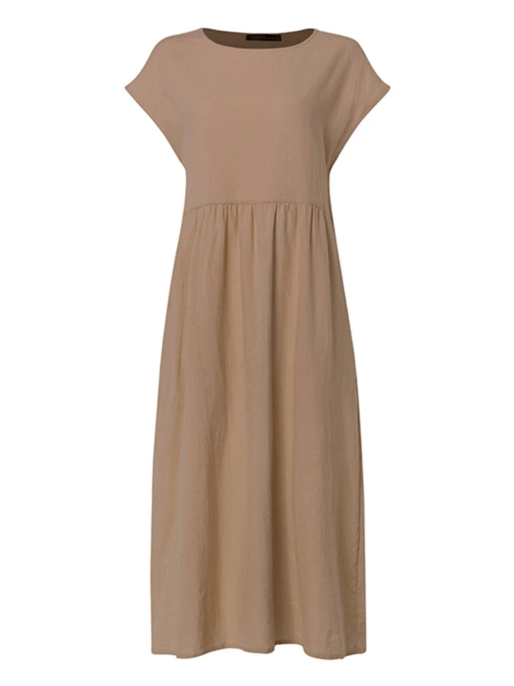 Solid Color Short Sleeve Plus Size Casual Dress 7 Solid Color Short Sleeve Plus Size Casual Dress - Image 7