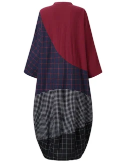 Vintage Striped Plaid Patchwork Plus Size Maxi Dress -Zanzea Shop 1b0727b4 1926 4c54 80cf d1d8351e3593